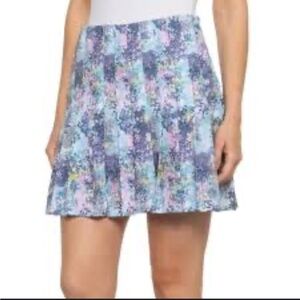 Floral Pleated Skirt in Blue and Purple